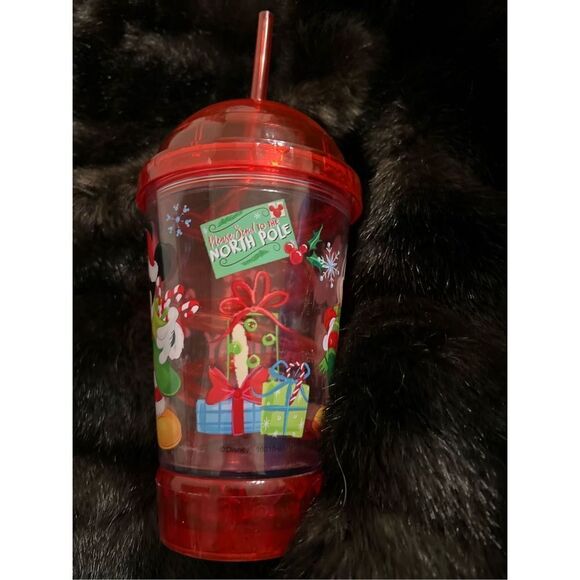 MICKEY & MINNIE MOUSE FLASHING LIGHT UP DOME CUP & TWISTED STRAW  Christmas - Picture 4 of 4